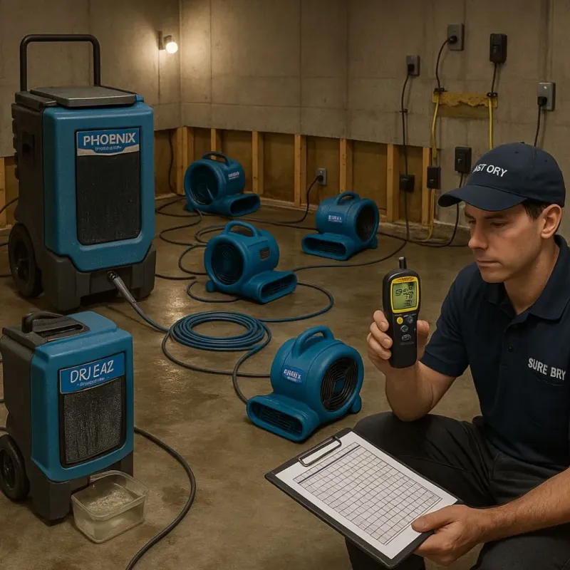 Structural Drying and Dehumidification process in West Freehold, NJ